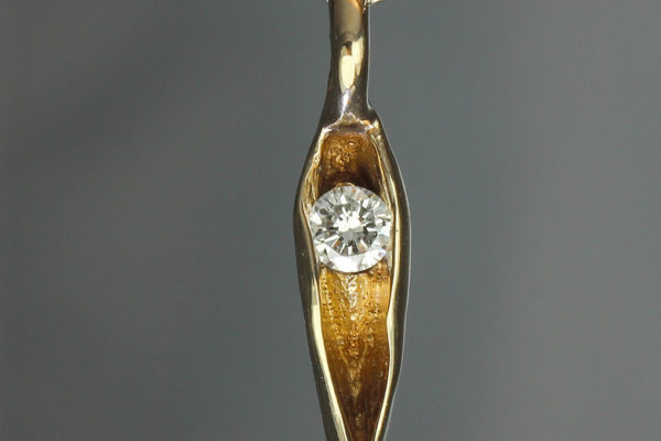Pendentif original Graine de lumière bijou artisan or blanc naturel et diamant