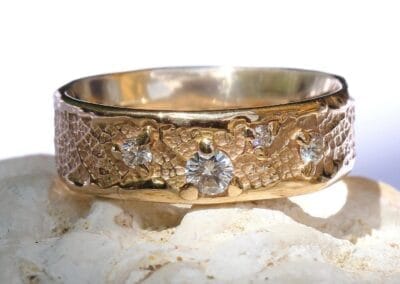 Alliance Corps Céleste - Constellation de pierres précieuses Altaïr - quatre diamants blancs - or champagne - Collection « Nos Inspirations