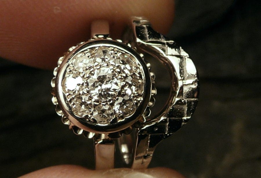 Alliance Séide – Or Blanc Rhodié et Diamant – Atelier du Soleil Fou