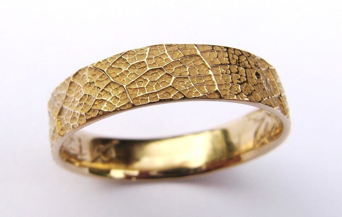 Alliance Craquement de Feuille - or jaune - Collection « Nos Inspirations : Végétal » - Atelier du Soleil Fou